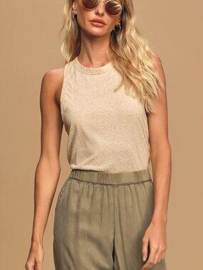 Z Supply // Triblend Heather Beige Racerback Tank Top // L